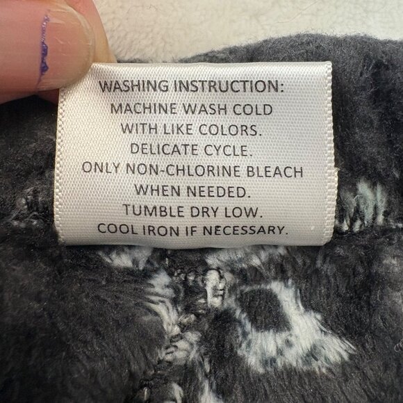 Snowflake Print Fleece Lounge Pants Womens Large Elastic Waist Gray & Mint Green - Picture 7 of 8